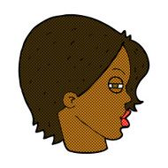comic cartoon female face with narrowed eyes N2