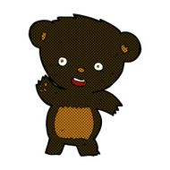 comic cartoon waving black bear N11