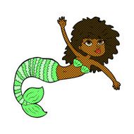comic cartoon pretty mermaid waving N2