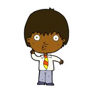comic cartoon school boy answering question N10