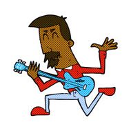 comic cartoon man playing electric guitar N4