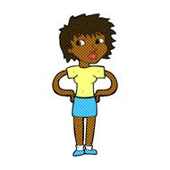 comic cartoon woman with hands on hips N44