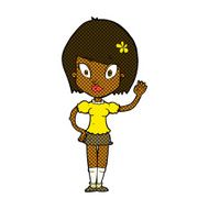 comic cartoon pretty girl waving N6