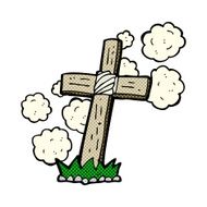 comic cartoon wooden cross grave N6