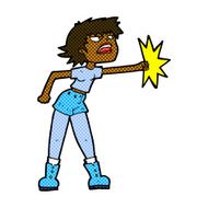 comic cartoon woman punching N2