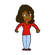 comic cartoon woman shrugging shoulders N99