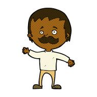 comic cartoon man with mustache waving N6