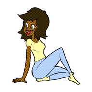 comic cartoon pretty woman looking happy N2