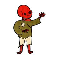 comic cartoon skeleton waving N2