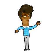comic cartoon bored man waving N2