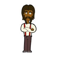 comic cartoon long mustache man with folded arms N2