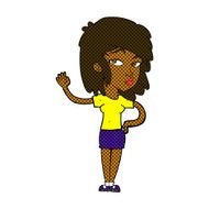 comic cartoon pretty woman waving N18