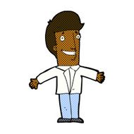 comic cartoon grining man with open arms N2