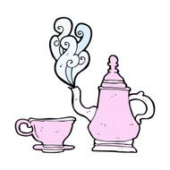 comic cartoon coffee pot and cup N3