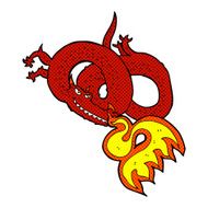 comic cartoon dragon breathing fire