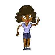 comic cartoon happy woman with idea N2