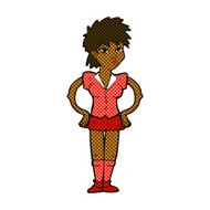 comic cartoon woman with hands on hips N45