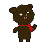 comic cartoon black bear wearing scarf N2