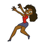 comic cartoon happy woman jumping N2