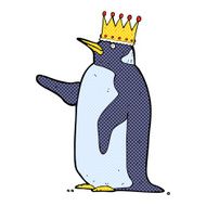 comic cartoon penguin wearing crown