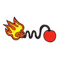 comic cartoon bomb with burning fuse