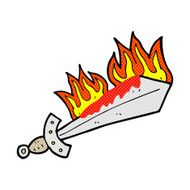 comic cartoon flaming sword N3