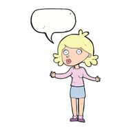 cartoon confused woman with speech bubble N68