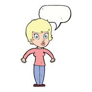 cartoon woman shrugging shoulders with speech bubble N399