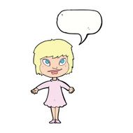 cartoon girl shrugging shoulders with speech bubble N25