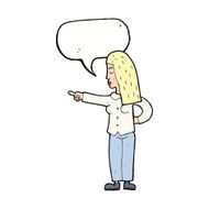 cartoon woman pointing with speech bubble N173