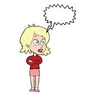 cartoon surprised woman with speech bubble N197
