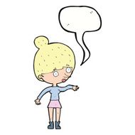 cartoon surprised woman with speech bubble N198