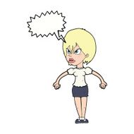 cartoon annoyed woman with speech bubble N148