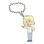 cartoon woman pointing with speech bubble N174