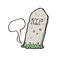 cartoon spooky grave with speech bubble N12
