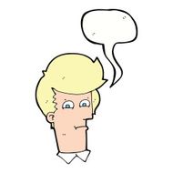 cartoon man narrowing eyes with speech bubble N33