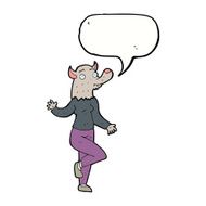 cartoon dancing werewolf woman with speech bubble N5