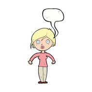cartoon surprised woman with speech bubble N199