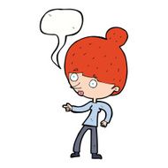 cartoon woman pointing with speech bubble N175