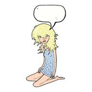 cartoon pretty girl with speech bubble N81