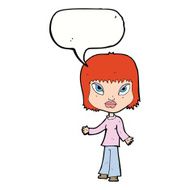 cartoon woman with open arms speech bubble N81