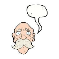 cartoon sad old man with speech bubble N17