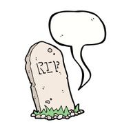 cartoon spooky grave with speech bubble N13