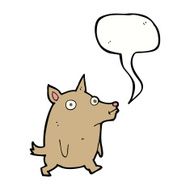 cartoon funny little dog with speech bubble N16