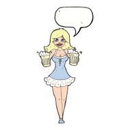 cartoon beer festival girl with speech bubble N9