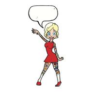 cartoon woman with tattoos speech bubble N9