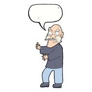 cartoon angry old man with speech bubble N115