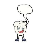 cartoon tooth looking smug with speech bubble N13