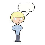 cartoon curious boy with speech bubble N29