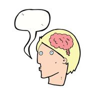 cartoon man with brain symbol speech bubble N17